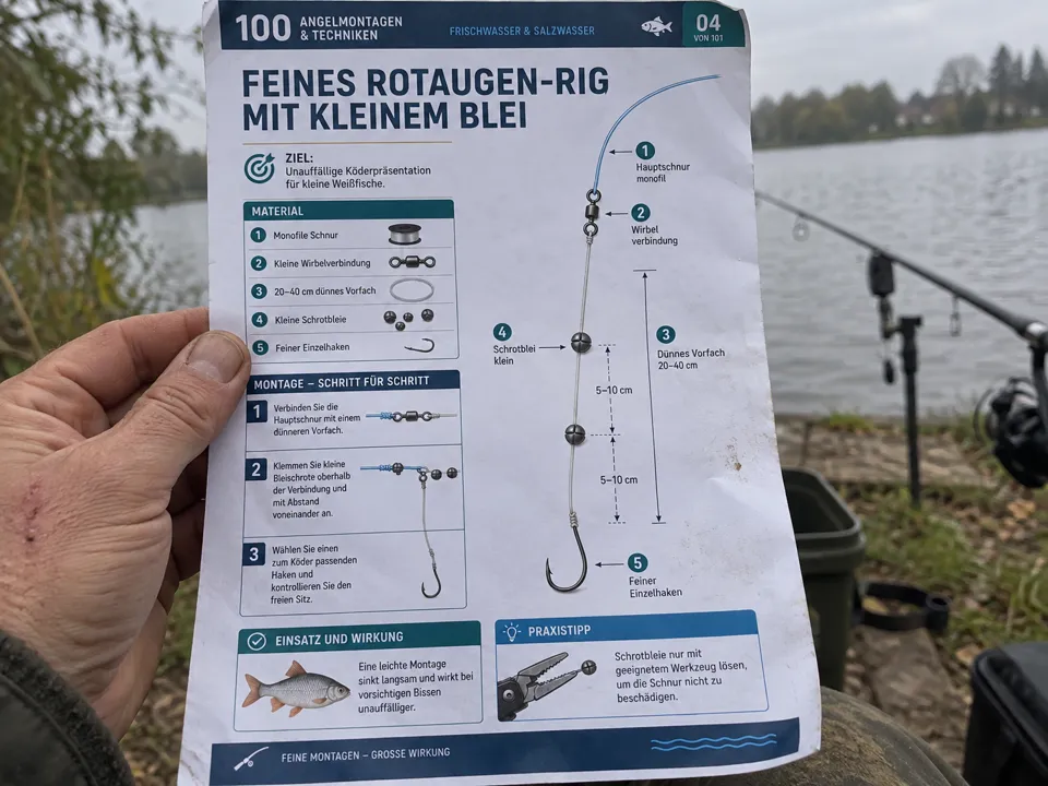 Eine Hand hält eine ausgedruckte A4-Anleitung